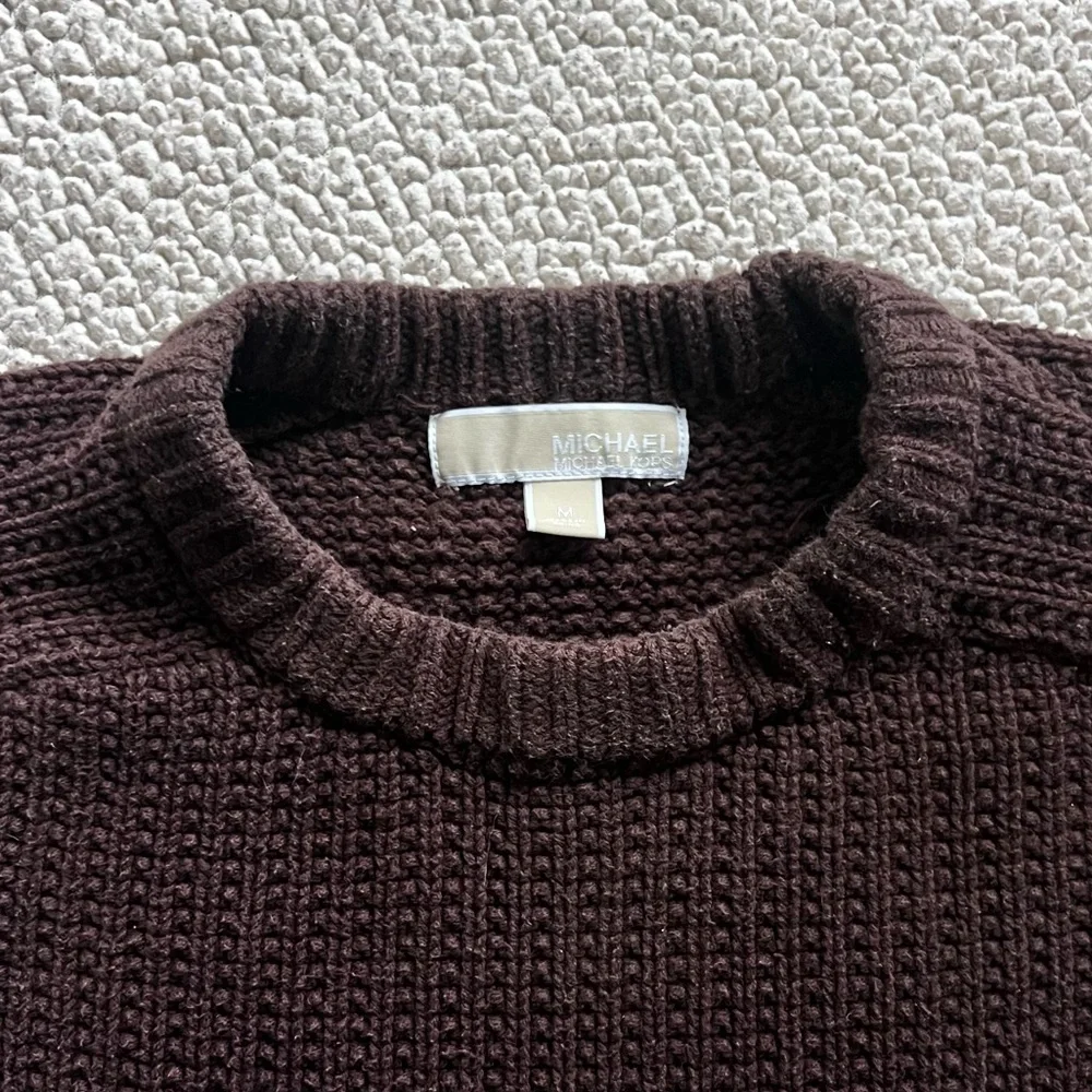 Michael Kors Chunky Brown Cotton Blend Knit Sweater Size Medium